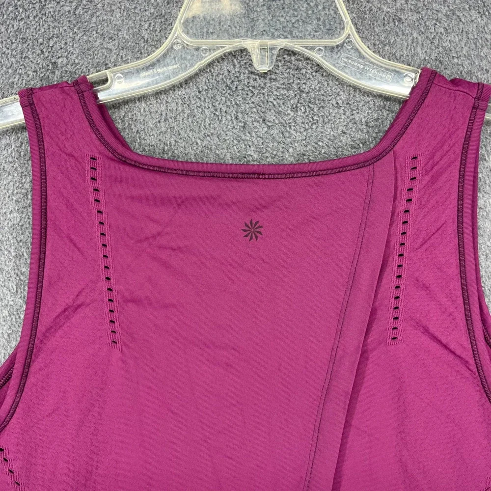 Athleta‎ Tank Top Womens Medium Purple Seamless Pointelle Split Back Activewear